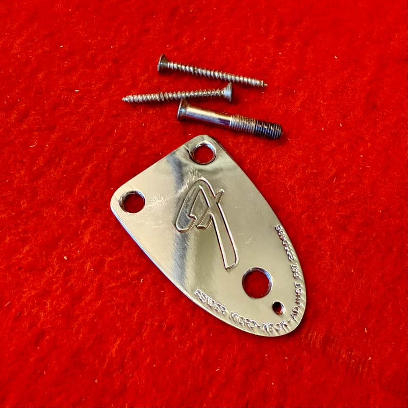Fender Stratocaster neck plate 1977 1978 1979 Chrome f logo telecaster custom Thinline deluxe image 1