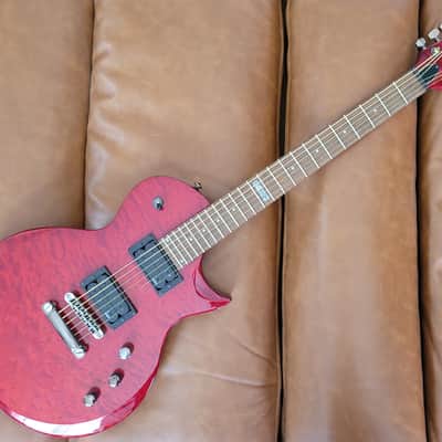 2008 ESP LTD EC-100QM Electric Guitar – See-Thru Black Cherry Quilt Top image 2