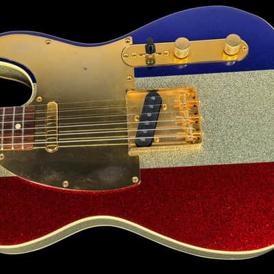 1995-1998 Fender Telecaster Buck Owens Signature Crafted in Japan ~ Red, Silver & Blue Sparkle image 2