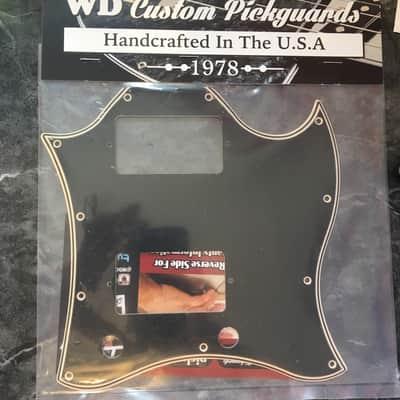 WD Gibson SG Standard Full Face Batwing Pickguard 5 ply Wide Bevel Black/Cream Made In USA image 3