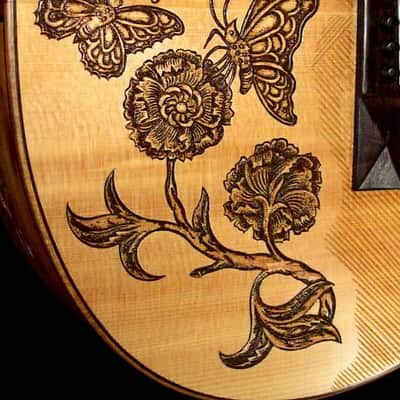 Acoustic Parlor Cutaway Guitar Handmade by Blueberry Butterflies Motif image 16