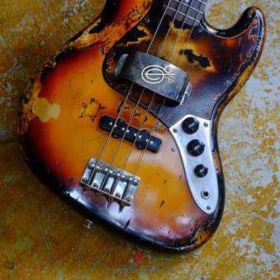 Fender Jazz Sunburst Bass Heavy Aged Relic by East Gloves Customs image 7