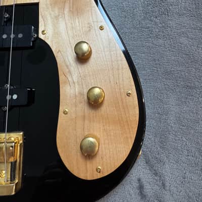 1990s Fernandes TEB-1 Tele Bass Made in Japan Black P/J Gold Hardware w/ Hardshell Case image 16