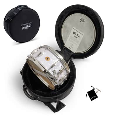 Slingerland Gene Krupa Limited Edition Radio King Snare Drum, 6.5" X 14", White Marine Pearl, #78/200 image 6
