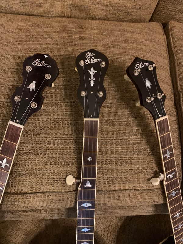 Gibson TB-1 5 string conversions 1926 diamond flange 2- 1928 hex flange - dark walnut brown finish with speed necks image 1