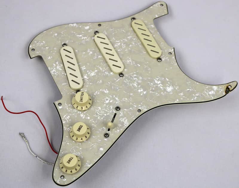 Loaded Pearloid Pickguard with Zexcoil Legacy Series Strat Style Pickup Set, Push/Pull Pots & 5-Way Pickup Selector Switch image 1