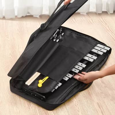 32-Note Glockenspiel Xylophone Bell Kit with Adjustable Stand, Practice Pad, and Accessories image 2