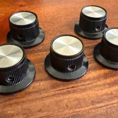 7 Vintage Amp Knobs - White Indicator Dot 1960s - Set Screw image 3
