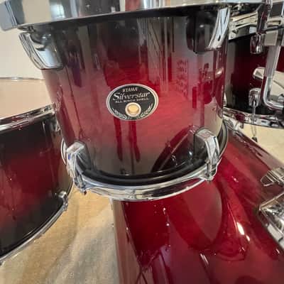 Tama VP52KRSTRB Silverstar 10/12/16/22/5x14" 5pc Birch Shell Pack 2010s - Transparent Red Burst image 12