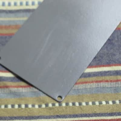 used Boss bottom plate (NO: rubber padding,label,serial number) for compact sized pedal - specifically from mid 1980s - metal, OUTER side: semi-gloss gray fiish / INNER side: flat gray finish -- back end has factory made small cut out for power jack image 14