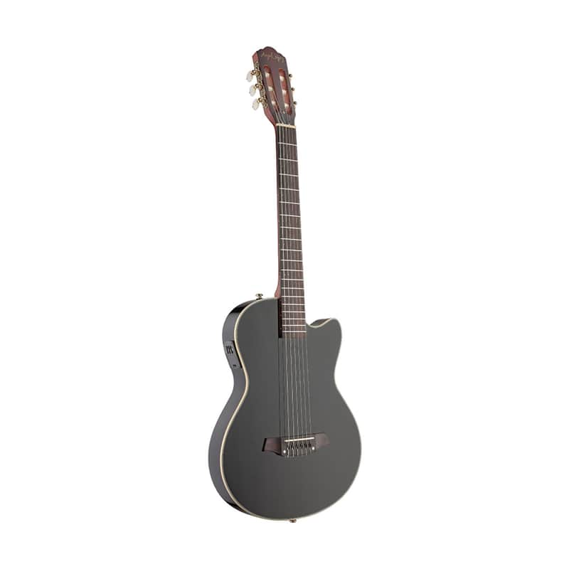 Angel Lopez 4/4 cutaway electric Classical Guitar w/ Solid body, black imagen 1