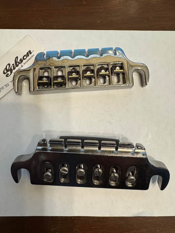 GIBSON Top Adjust Bridge/Tailpiece Combo 1980's - Chrome image 1