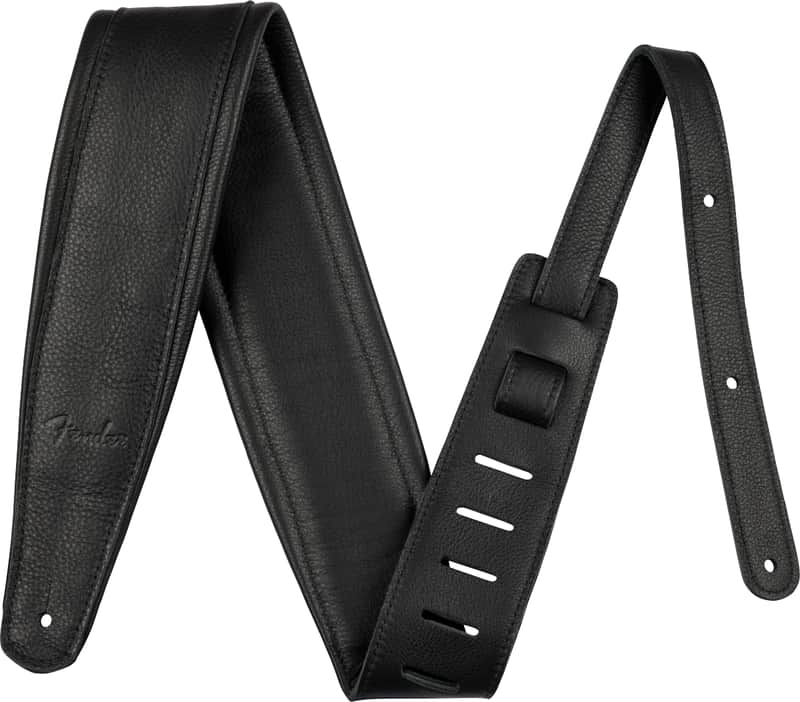Fender 3.5" Premium Leather Strap Black image 1