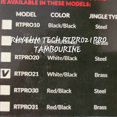 RhythmTech RTPRO1 Pro Series Tambourine brass Jingles White/black Drum mount included image 11