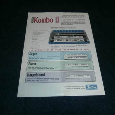 Vintage 1960's Kustom Kombo II Organ / Piano Tuck and Roll Flyer! RARE! image 4