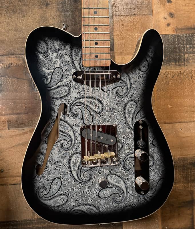 Heroux Guitars Timothy James Signature Semi-Hollow SS T-Style Guitar w/ Forrest Lee Jr. B-Bender - Black Paisley image 1