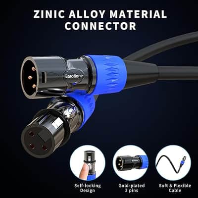 XLR Cables, Microphone Cables 6ft 2 Pack, XLR Speaker Cable Male to Female Gold-Plated 3-Pins Mic Cables Compatible with Microphones, Stage Lighting, Speaker image 3