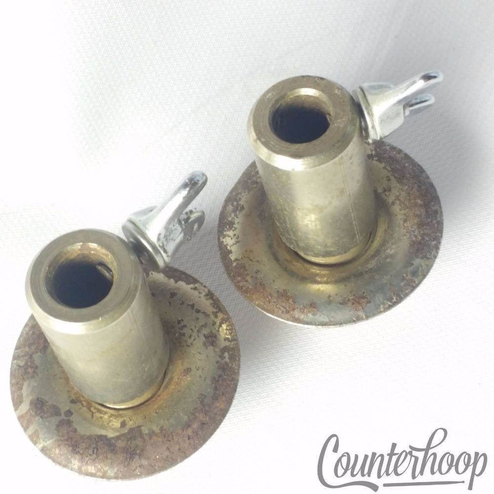 Ludwig WFL Disappearing Spur Mounts Straight Bass Drum Leg Receivers Nickel 50s — main photograph