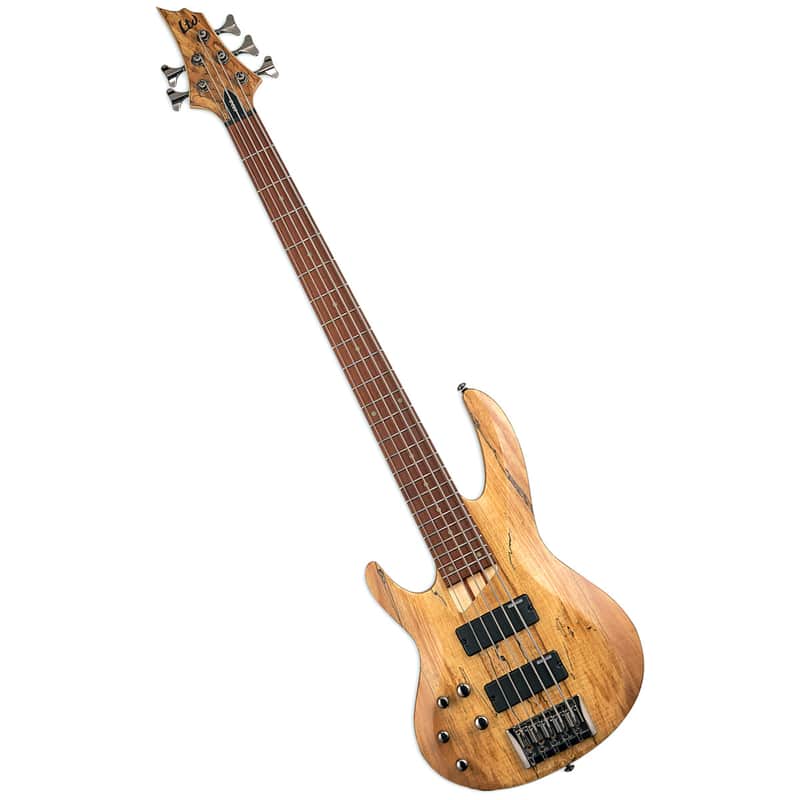 ESP LTD B-205SM LH 5-String Spalted Maple Left-Handed Bass – Natural Satin image 1