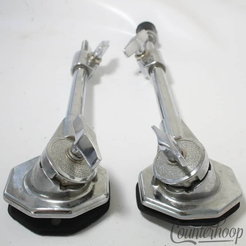 Tama 2x Bass Drum 80s Spurs+Mounts Heavy Duty Telescoping Legs Chrome Rubber Ft image 1