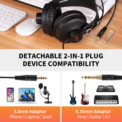 JOYO JMH-02 Studio Headphones Monitor Headphone for Recording Over Ear Noise Canceling for Guitar Cellphone Mixer Amplifier Podcast DJ and Keyboard Piano image 4