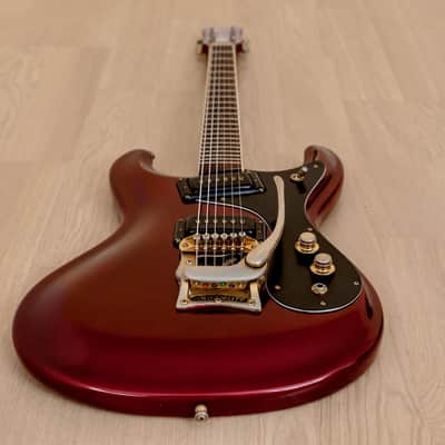 1993 Mosrite USA '64 Ventures Model "Built in Soul" Candy Apple Red w/ Vibramute, Case image 11