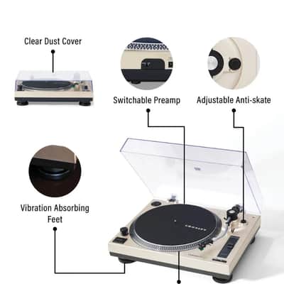 Crosley C100BT 2-Speed Bluetooth  Turntable, Champagne-NEW image 3