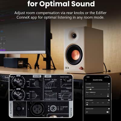 Edifier MR4.5 Bi-Amped Studio Monitor, 80W RMS Bookshelf Speakers - White image 4