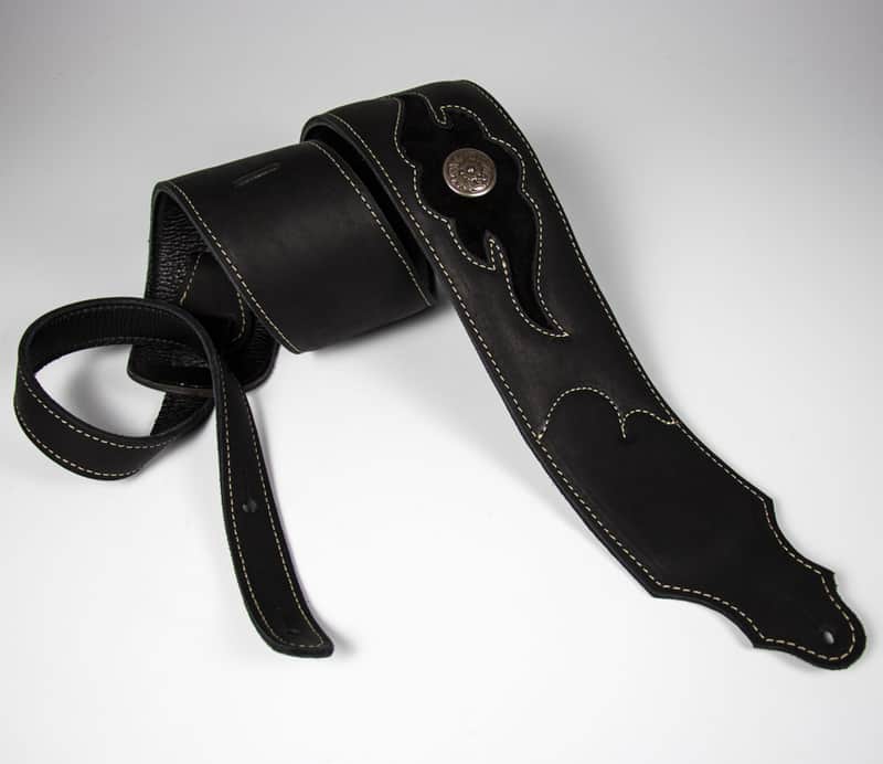 Franklin Strap 3" Premium Leather Sculpted Guitar Strap - Black/Black Suede image 1