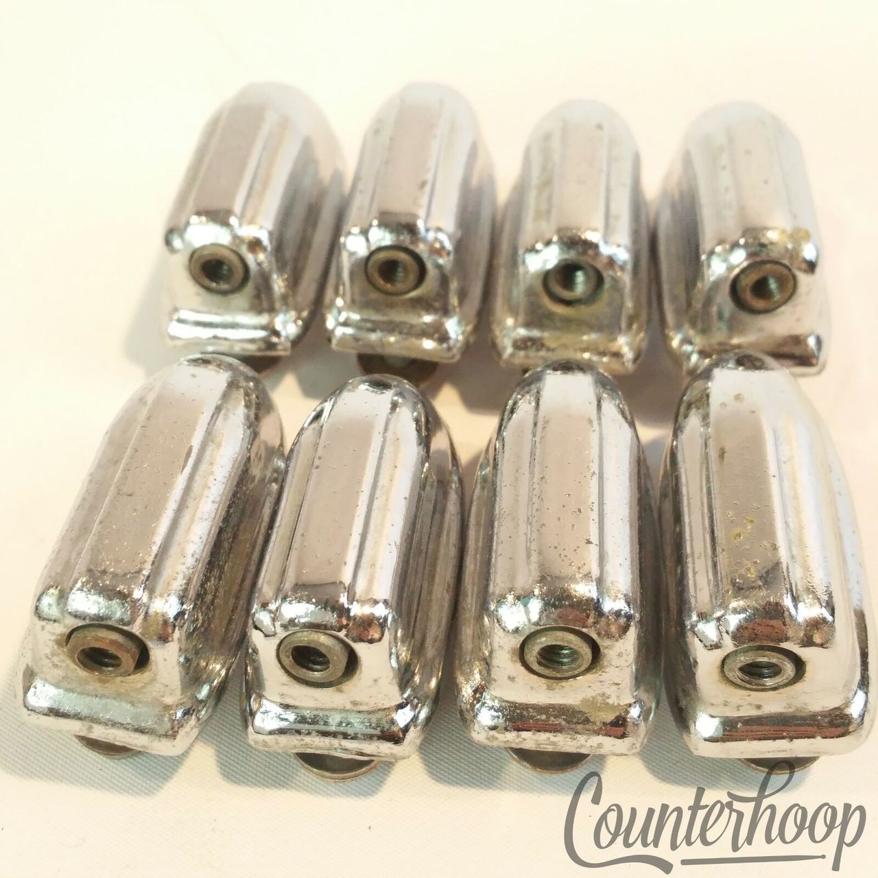 Kent 8x Floor Tom Drum Lugs 14",16" Chrome Set Vintage 60s-70s USA Beavertail* — main photograph