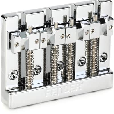 Fender HiMass 4-string Bass Bridge with Brass Saddles - Chrome image 3