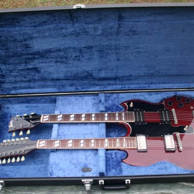 Burny  Jimmy Page Red RSG-140 Double Neck Guitar CIRCA 1992 Cherry Red image 1