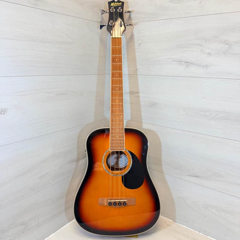 Mitchell EZB Super Short Scale Acoustic Bass Guitar Sunburst Acoustic-Electric Bass 2024 image 1