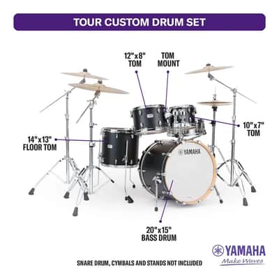 Yamaha Tour Custom Maple 4pc Drum Set 20/10/12/14 Licorice Satin image 2
