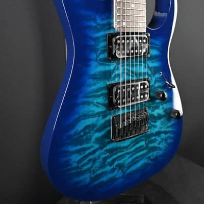 Ibanez GRG7221QA-TBB Transparent Blue Burst 7-String #162 image 5