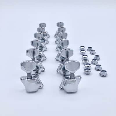Machine Head Replacement Parts - 12 String Guitar -Chrome - 6 X 6- Unsealed backs image 1