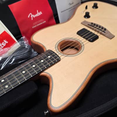 Fender American Acoustasonic Jazzmaster BRAND NEW Natural Mahogany Sitka Spruce Top Semi-Hollow Body USA Fishman Piezo Tim Shaw Shawbucker Humbucker Pickup Acoustic-Electric Guitar image 7