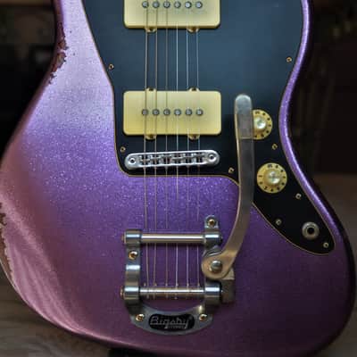 American Fender Jazzmaster Limited Edition Custom Heavy Relic Nitro Purple Sparkle image 1