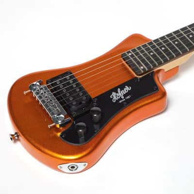 Hofner HOF-HCT-SH-MO-O Shorty Electric Travel Guitar - Metallic Orange - with Gig Bag image 4
