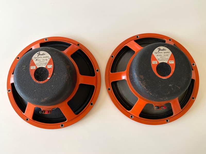 Original Fender JBL D120F Matching Pair of Speakers Orange, 1970s