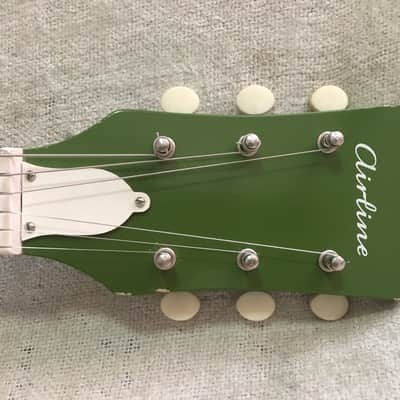 Vintage 1965 Airline Bighorn Green Solid Body Electric Guitar USA Made Kay + Original Gig Bag RARE image 4