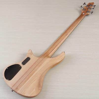 Hickory Wood Top Custom 5 String Electric Bass, Ash Body, Maple Neck Through, 24 Frets Fingerboard image 6