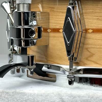 Craviotto 5x14" VIDEO Solid Maple Snare Drum - 2024 Gloss Maple w/ Mahogany Inlay image 7
