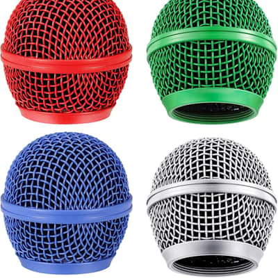 4PCS Beta58A Mesh Microphone Heads, Microphone Head Replacement, Microphone Grille Ball Head With Inner Foam, Beta 58A Steel Wireless Mic Head Cover, Round Microphone Head Grill - Mulitcolor image 1