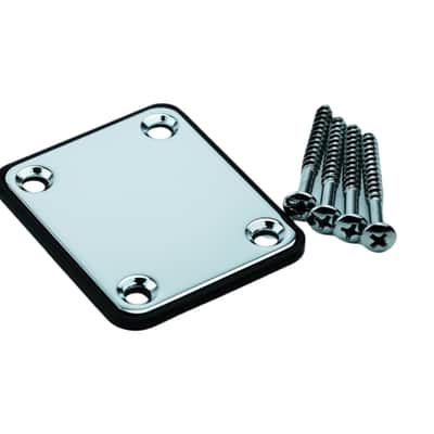 Guyker Guitar Neck Plate, 4-Bolt Iron Electric Guitar Bass Neck Joint Plate with Plastic Back Plate & Mounting Screws, NeckPlate Replacement Part image 3