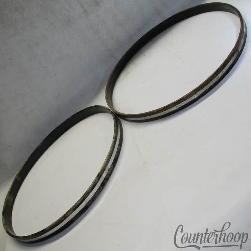 *Slingerland 22" COW Hoops/Rims Set 2x Chrome Over Wood 1-Ply Maple Vintage 70s* image 1