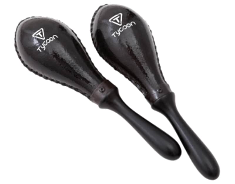 Tycoon Large Black Oval Rawhide Maracas TMS-110 BK image 1