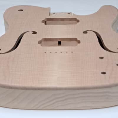 Shepard Custom Guitars Custom Telecaster Body Semi-hollow Backroute Violin Master Flamed Maple Top on 1pc Swamp Ash 2023 - Unfinished image 6