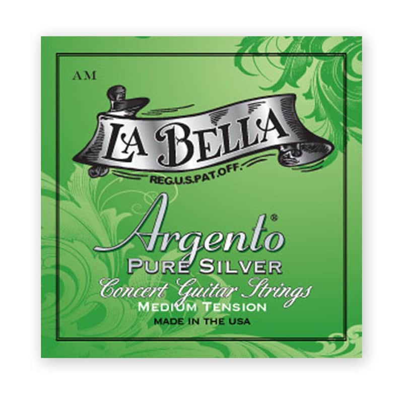 La Bella Argento AM Pure Silver Medium Tension Classical Guitar Strings, Full Set image 1