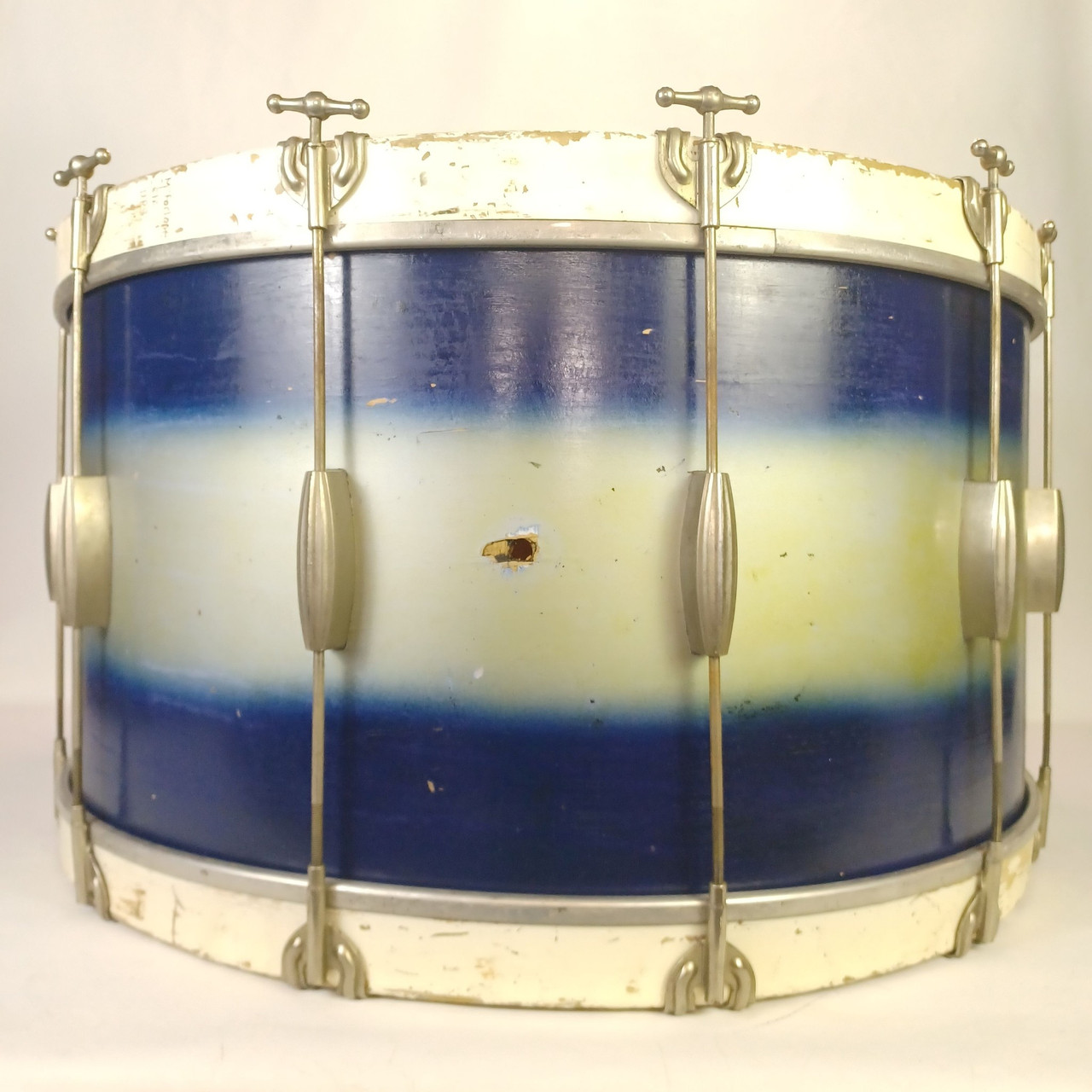 Slingerland 14x28" Blue/Silver Duco Bass Drum 3Ply Mahogany/Maple Radio King 40s — main photograph